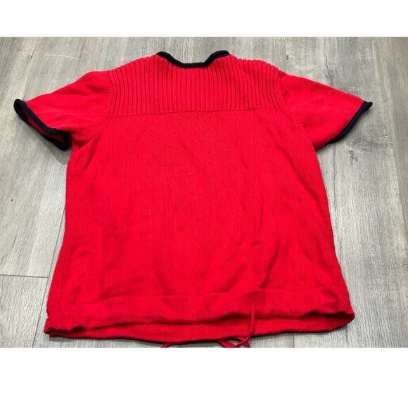 Crazy Horse by Liz Claiborne Red Knit Flag Sweater Top Drawstring Hem Size L - Picture 8 of 8